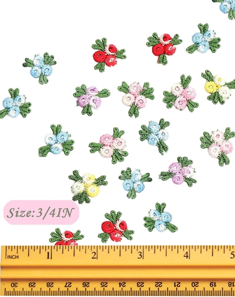MSCFTFB 140 Pieces Mini Flower Patches for Clothes,Rose Lace Applique,Fabric Embroidery Patches Applique for Dress Jean Hat Backpack Headband Embellishment (Purple) - Image 3